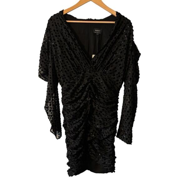 Bardot Bree Metallic Polka Dot Minidress Black Size Large NWT - Picture 4 of 6